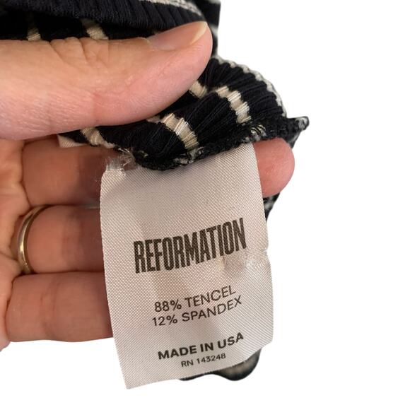 Reformation Black and White Striped Body Con Mini Dress - Picture 4 of 7